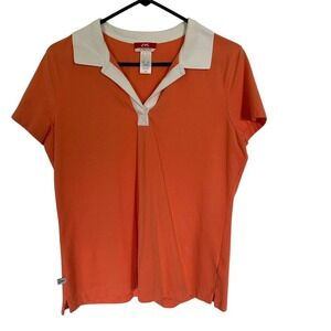 Anne Klein Sport XL Stretch Top Shirt Orange Polo Golf Pickleball Casual Resort
